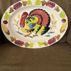 Source Unknown Multicolor Turkey Platter